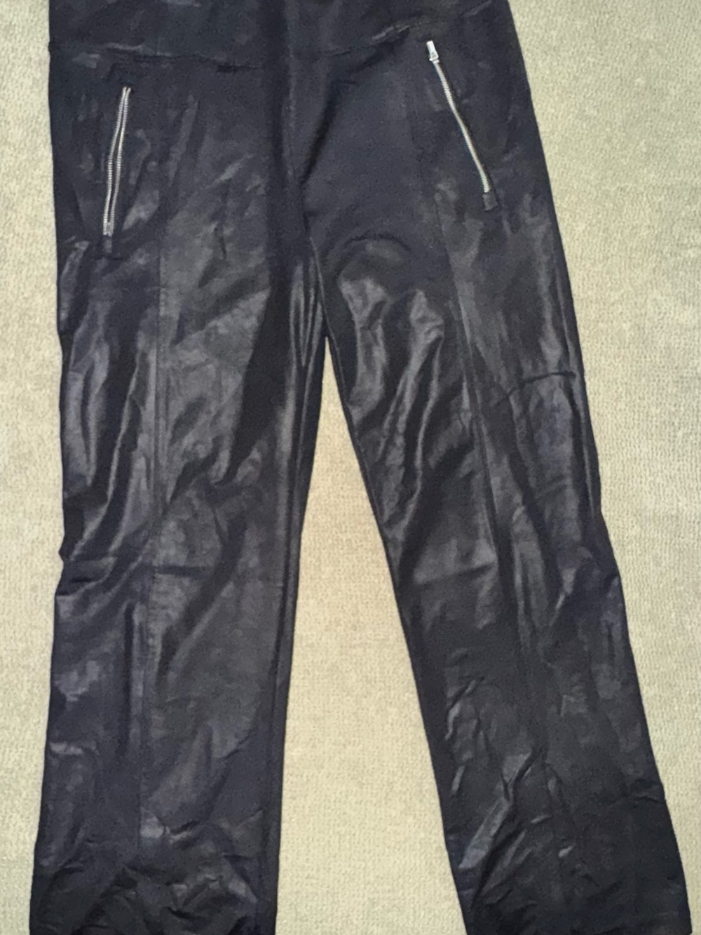Athleta Black Faux Leather-Look Men's Pants with Zip Pockets